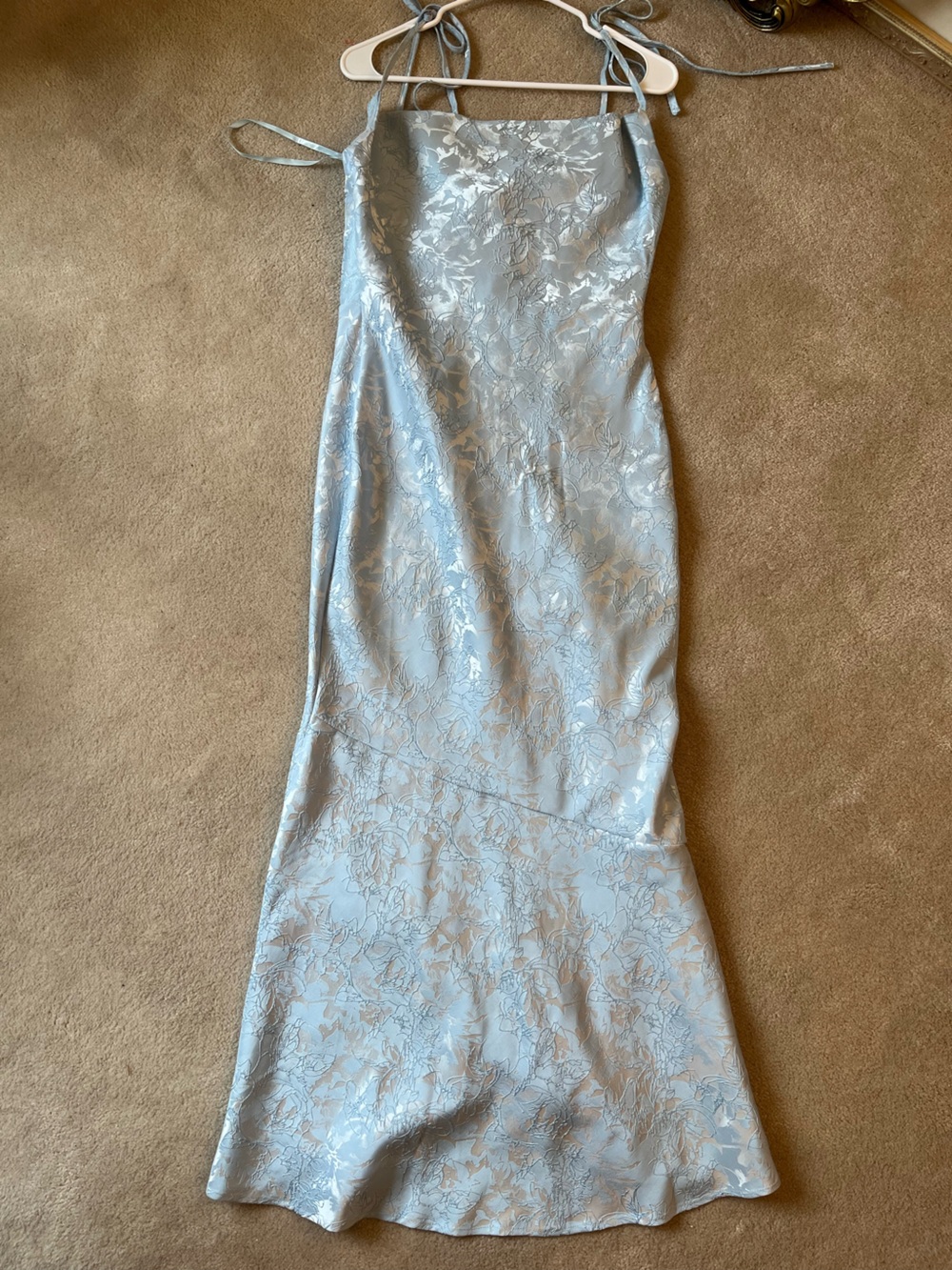 Women’s Elegant Light Blue Floral Jacquard Dress